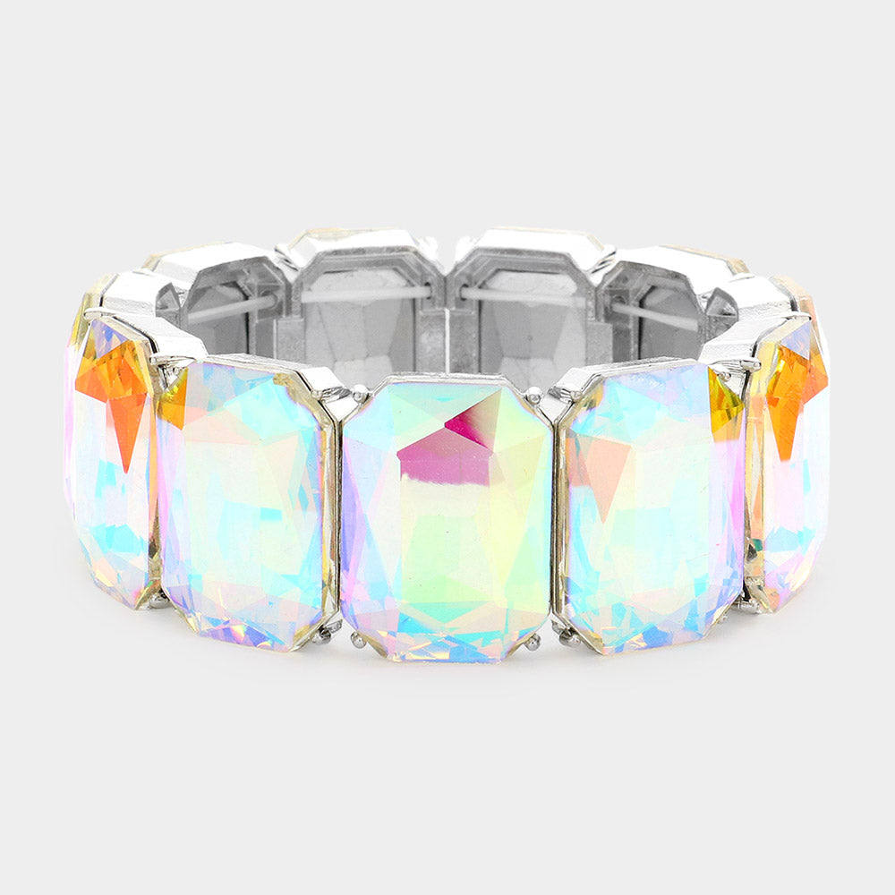 Emerald Cut Stone Stretch Evening Bracelet