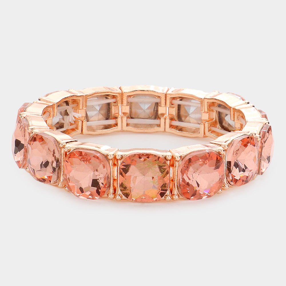 Cushion Square Stone Stretch Evening Bracelet