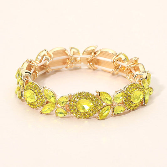 Marquise Teardrop Stone Cluster Beaded Stretch Bracelet