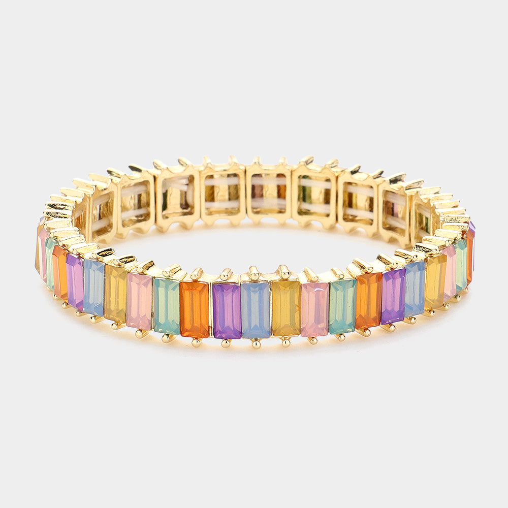 Baguette Stone Stretch Evening Bracelet