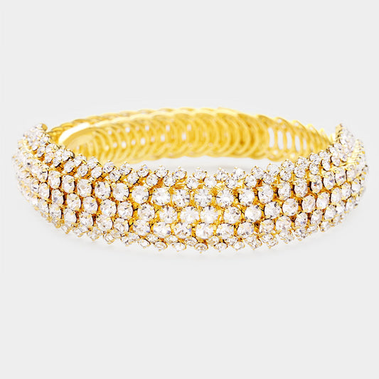 Rhinestone Statement Adjustable Evening Bracelet