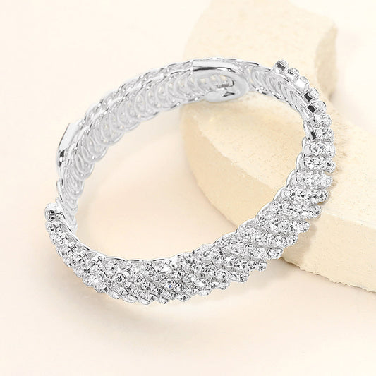 Rhinestone Paved Adjustable Evening Bracelet