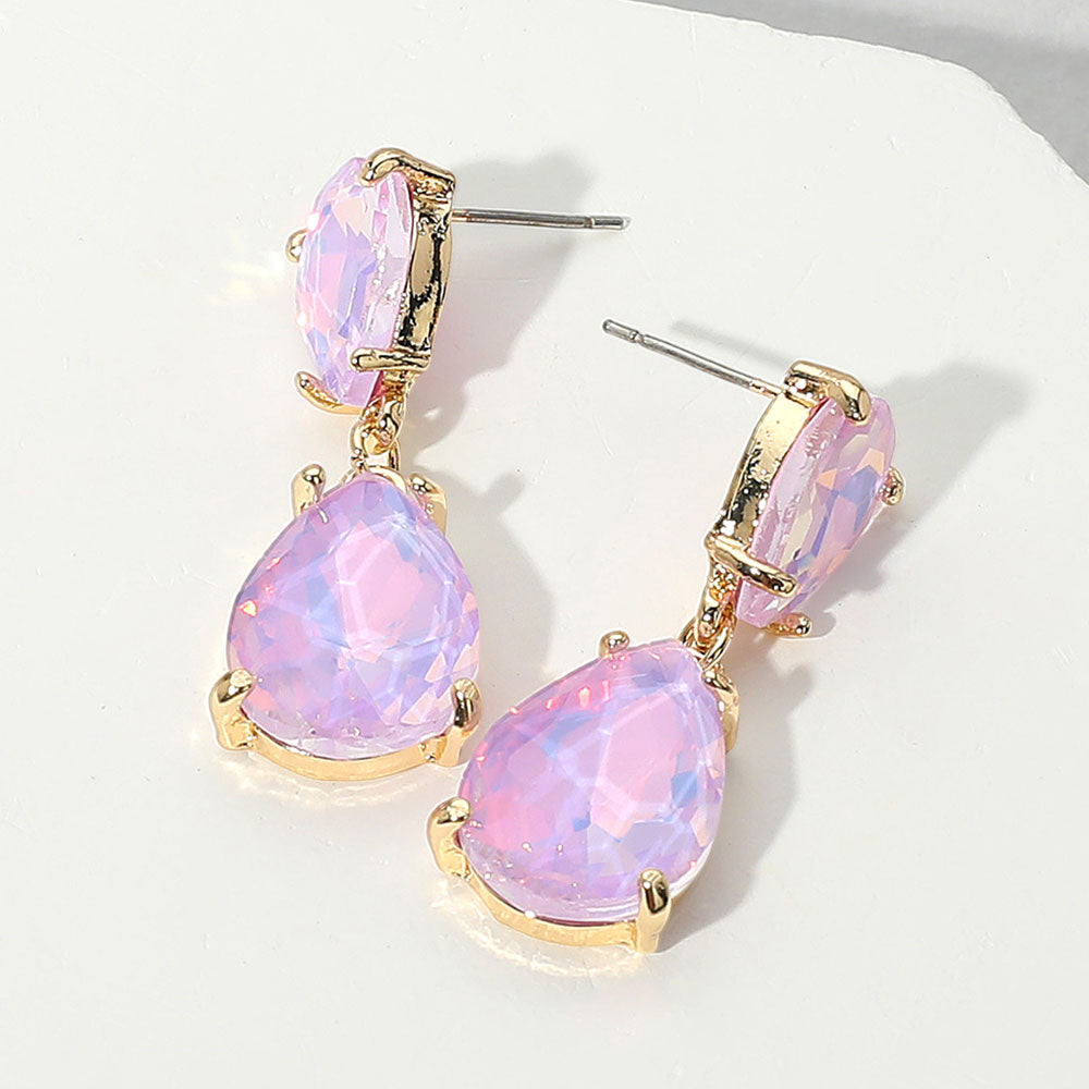 Double Teardrop Link Dangle Evening Earrings