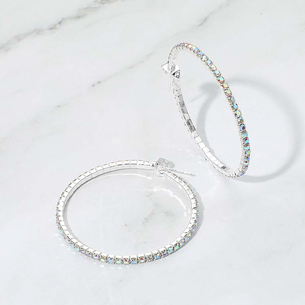 40mm Rhinestone Paved Hoop Earrings