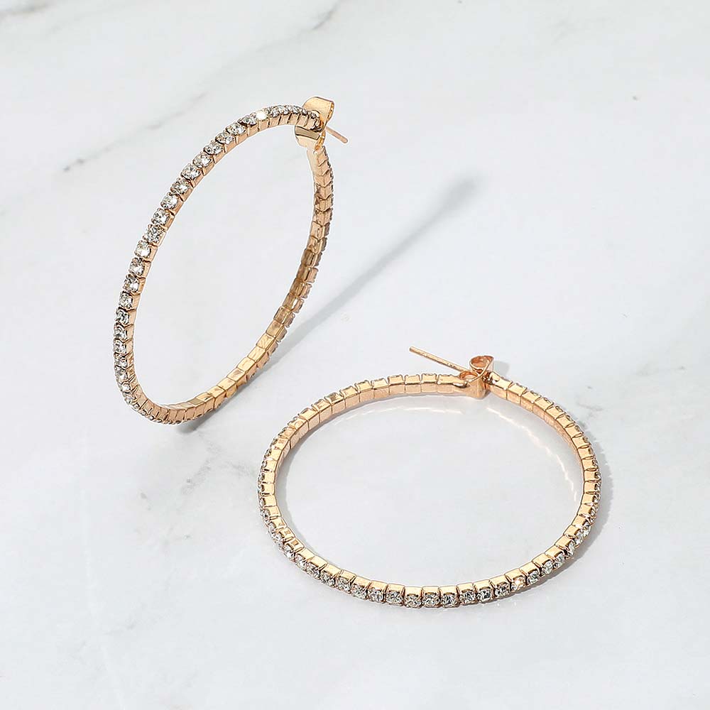 40mm Rhinestone Paved Hoop Earrings