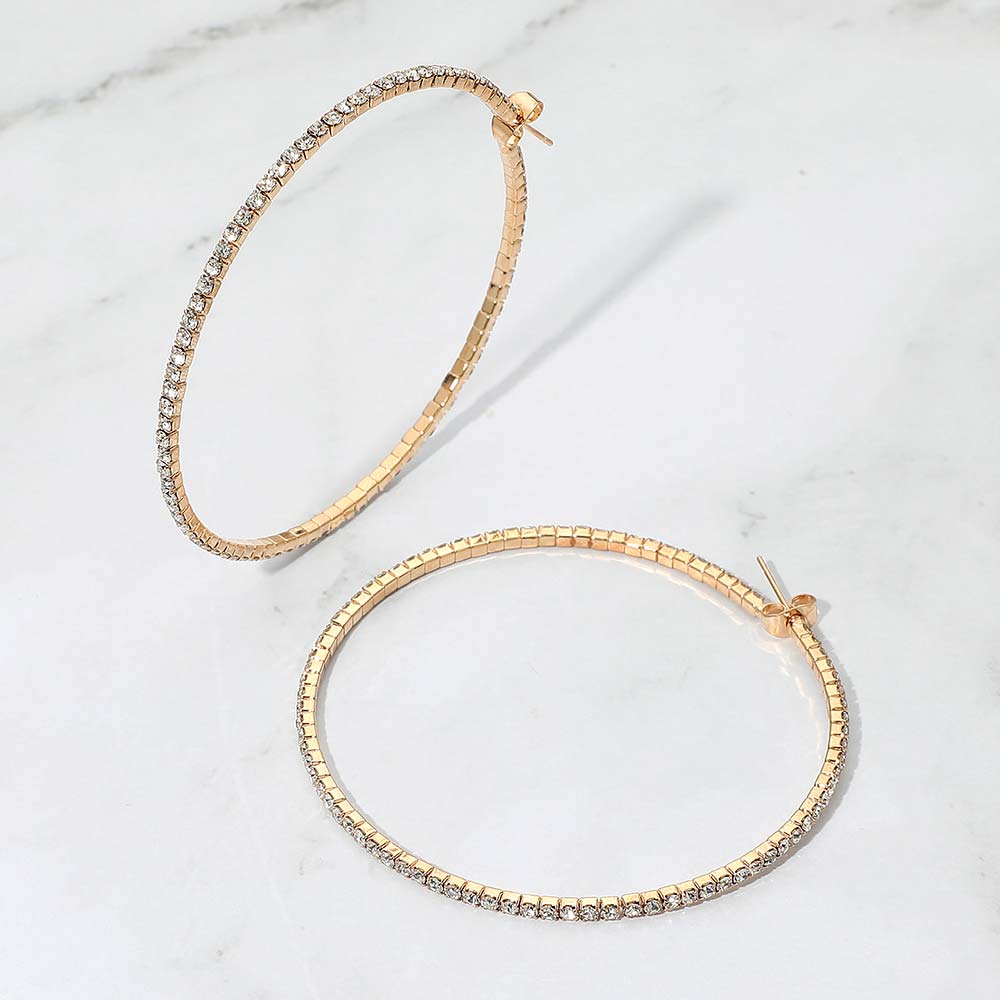 60mm Rhinestone Paved Hoop Earrings