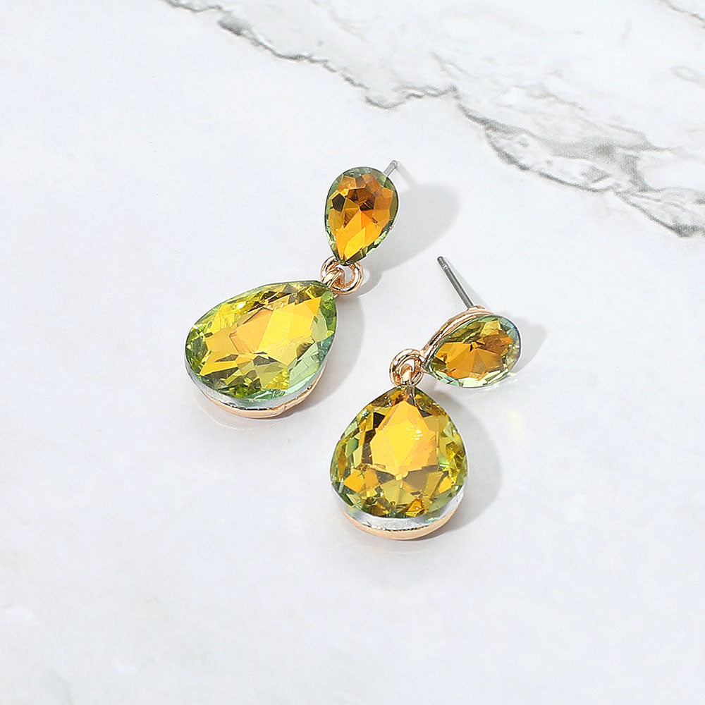 Glass Crystal Teardrop Dangle Earrings