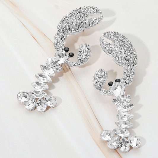 Multi Stone Lobster Dangle Statement Earrings