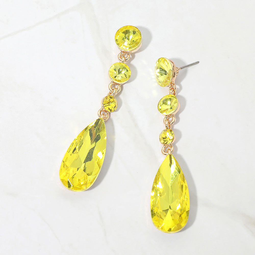 Elegant Multi Faceted Crystal Dangle Statement Earrings
