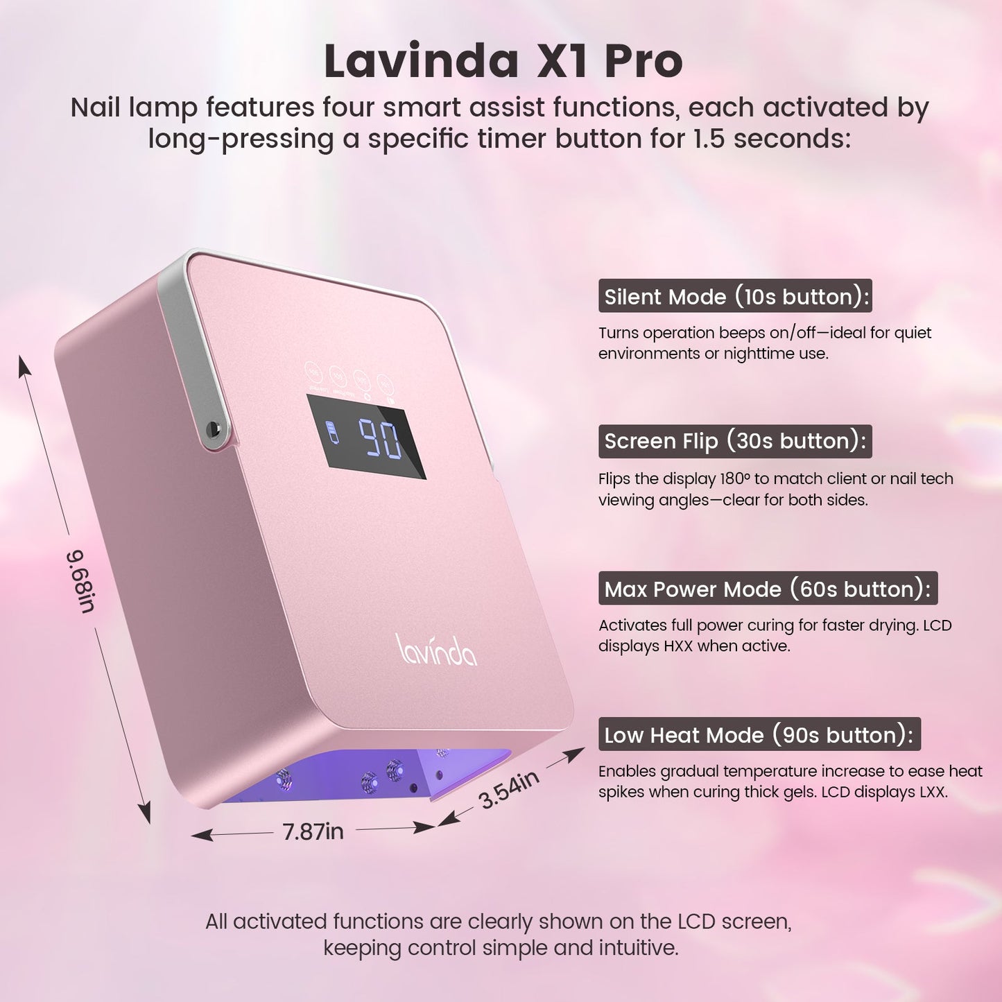 NovaGlow™ Pro Nail Lamp - Rose Gold - 60W Rechargeable UV/LED