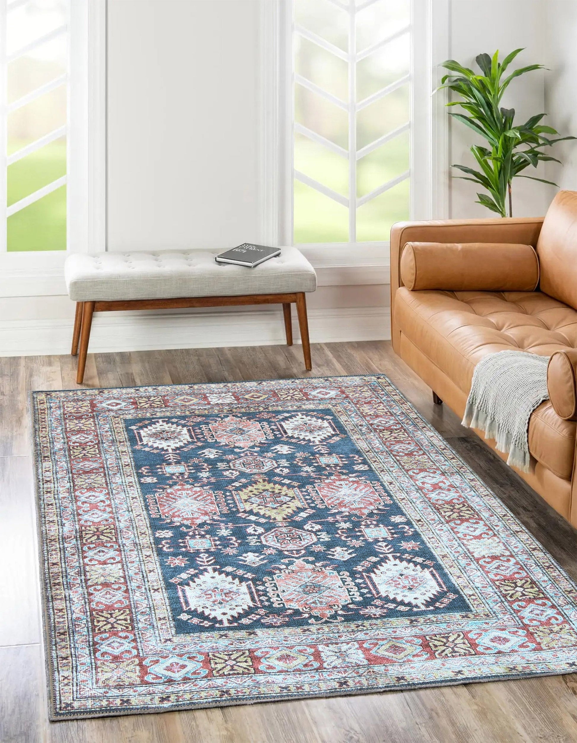 Eloise Machine Washable in Navy Blue Rug-1