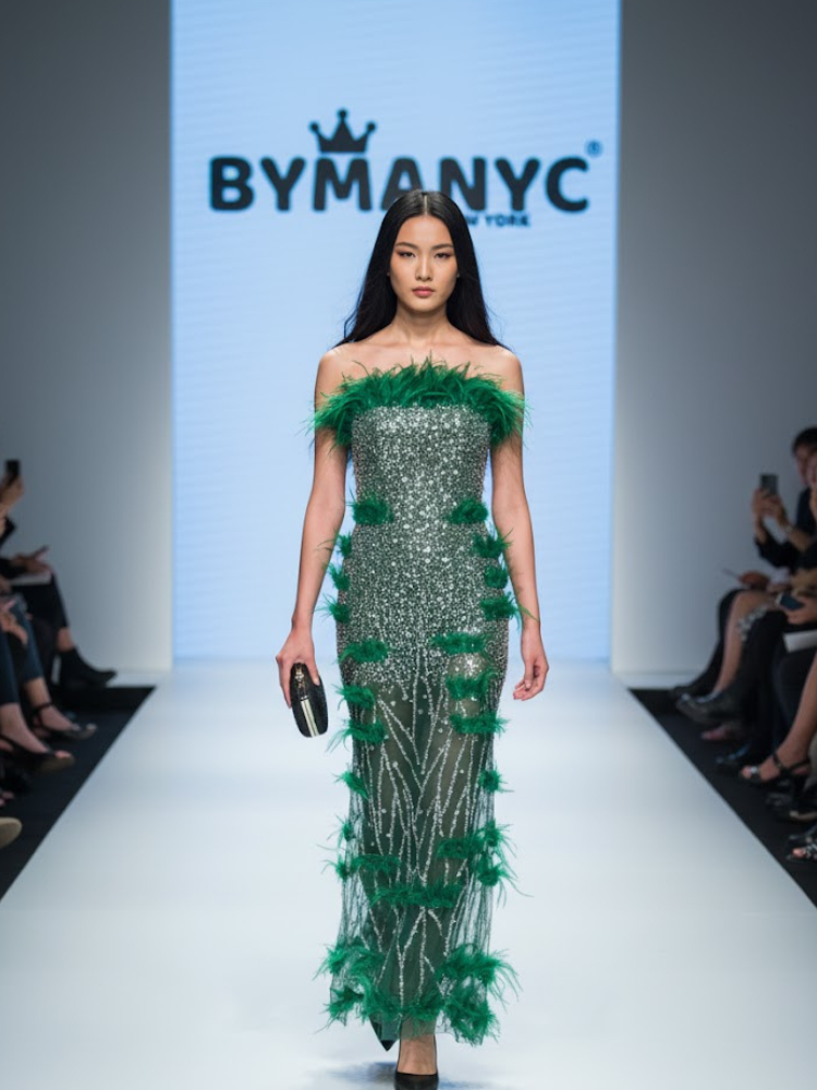 Emerald Sequin and Feather Gala Dress THE BRONX ZOO: Prêt-à-Porter Line BYMANYC ® New York-0