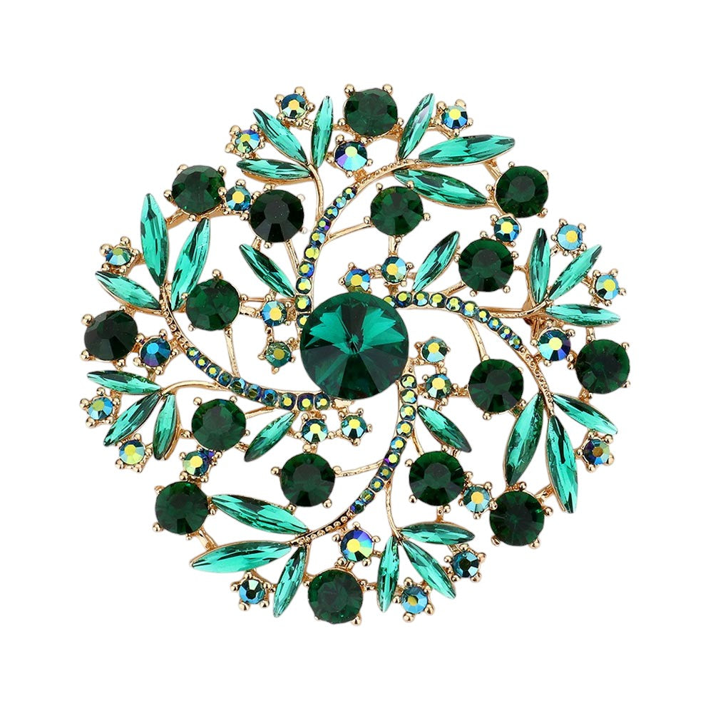 Pearl Rhinestone Embellished Flower Vine Brooch