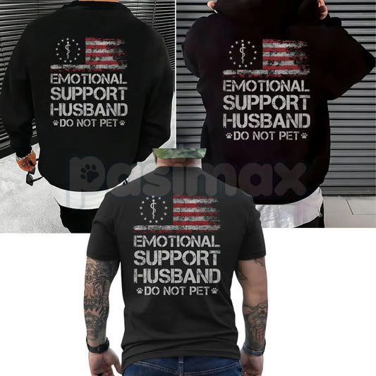 Emotional Support Husband – Funny Husband Graphic Hoodie, Sarcastic Marriage Sweatshirt & T-Shirt