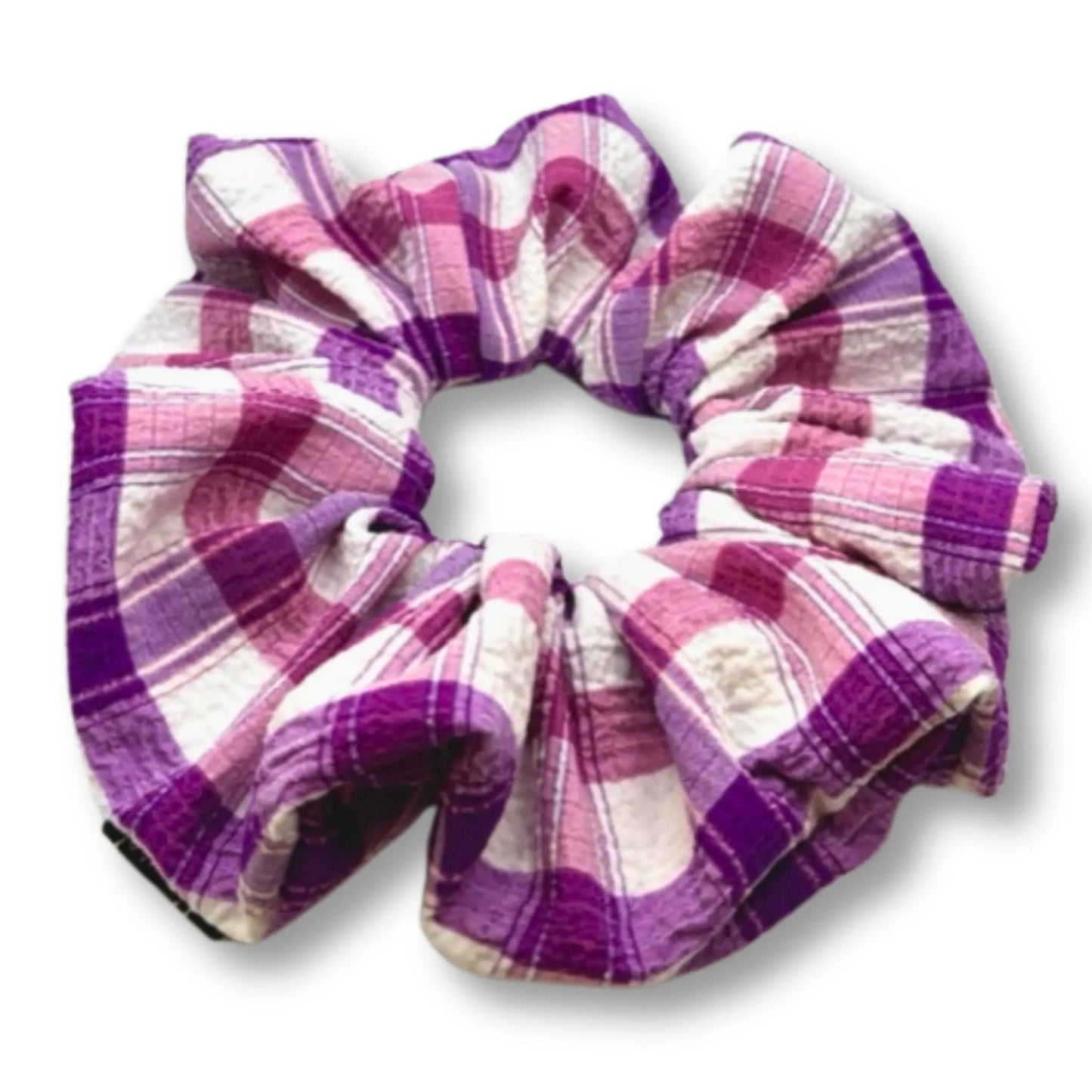 Purple Plaid Spring Scrunchie