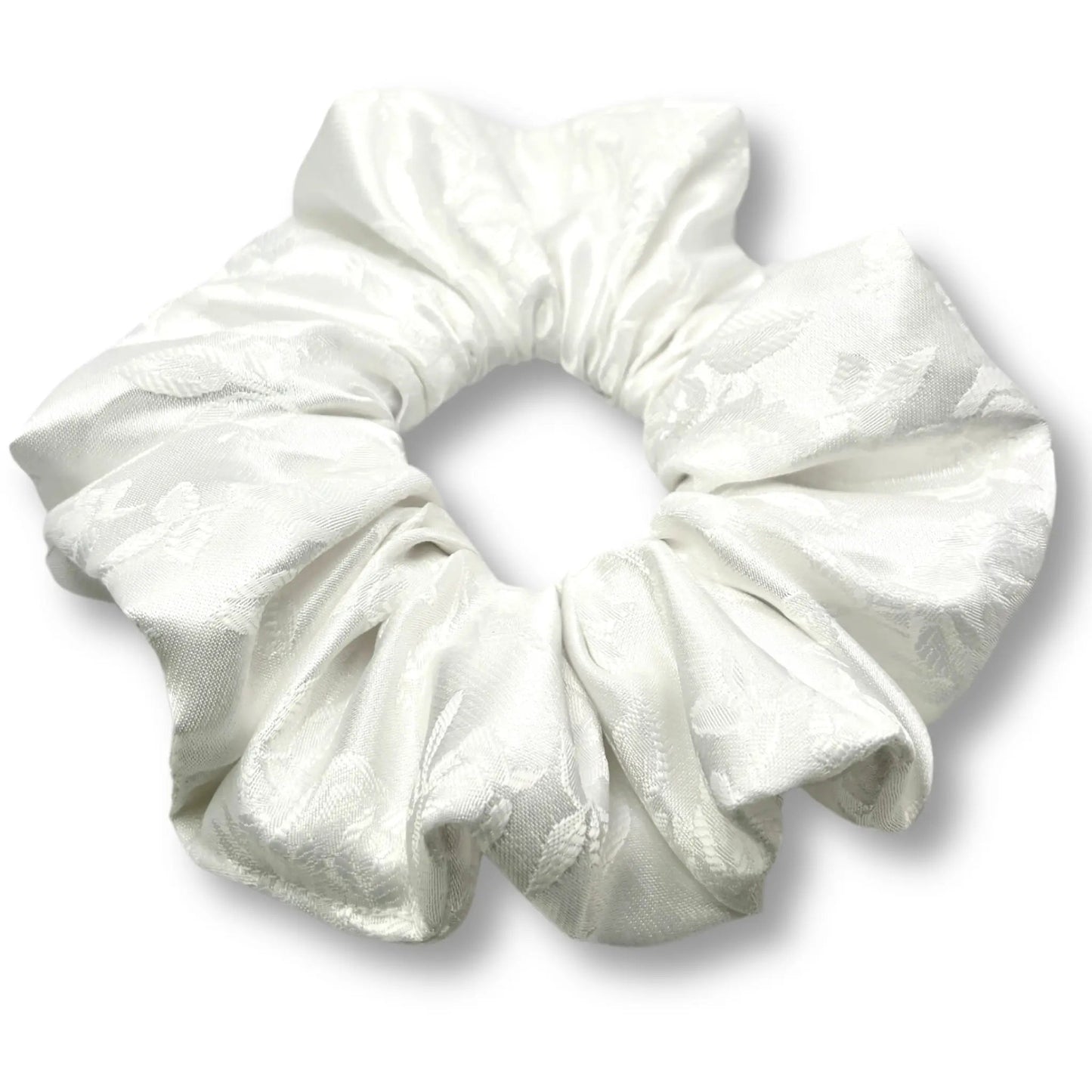 White Leaf Satin Scrunchie