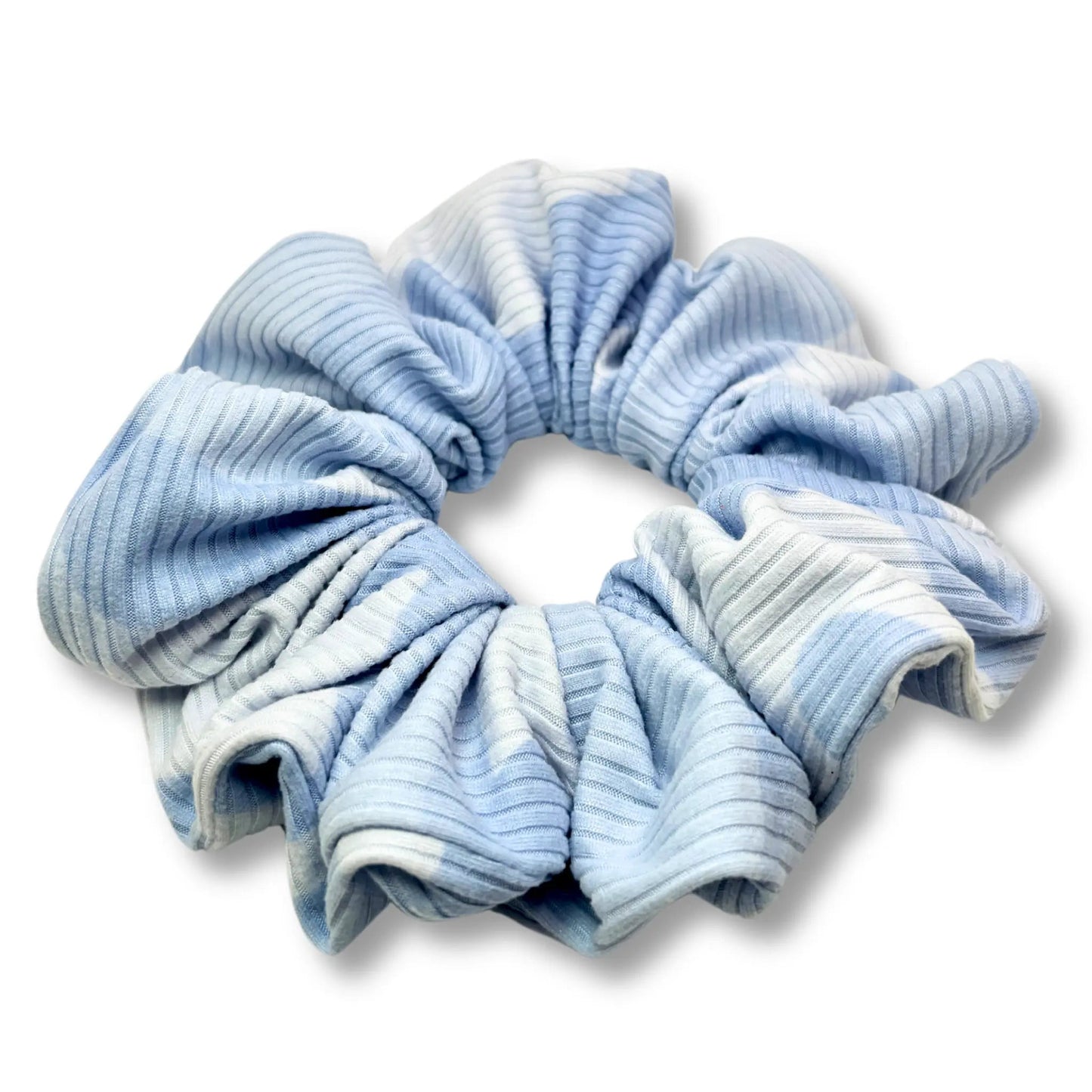 Light Blue Tie Dye Ribbed Scrunchie