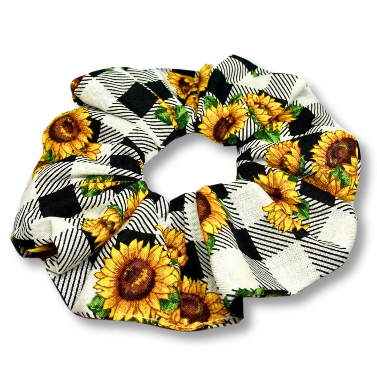 Sunflower Buffalo Plaid Scrunchie