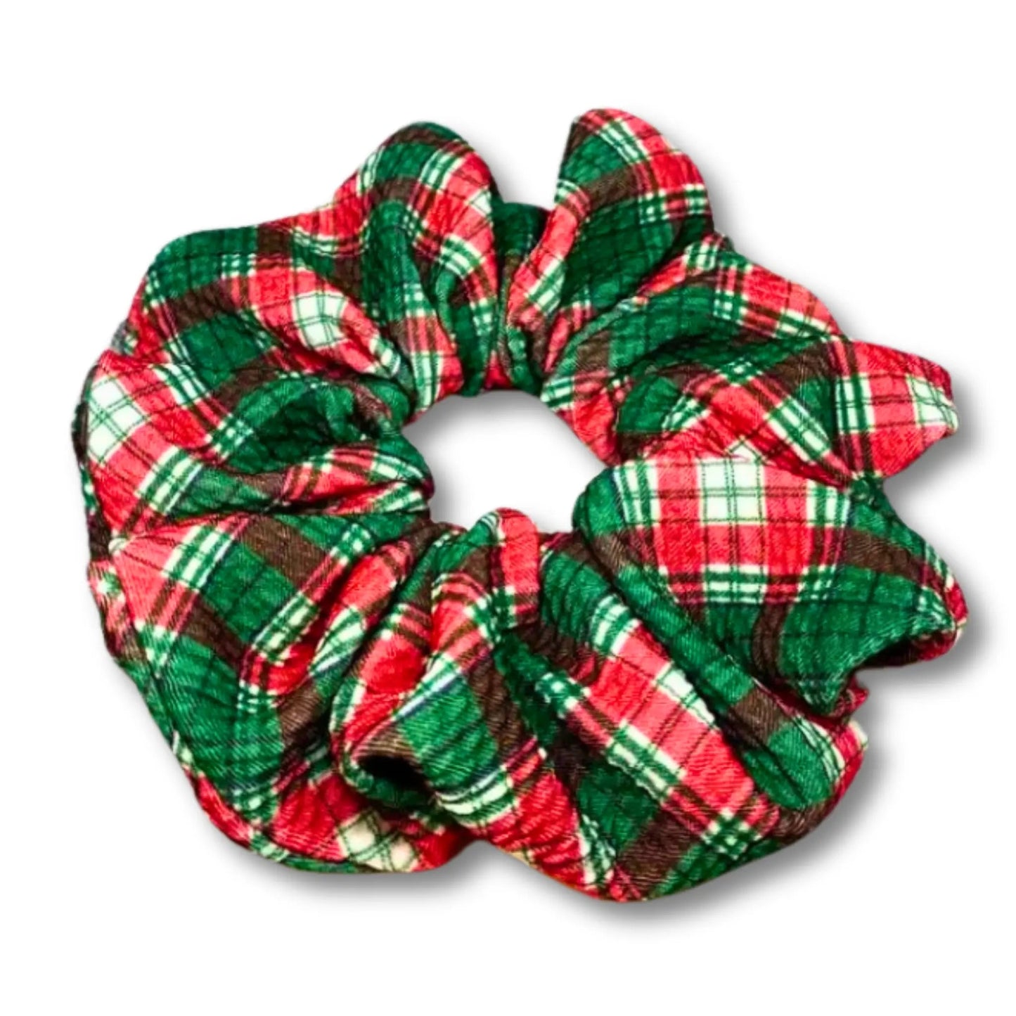 Red and Green Plaid Christmas Bullet Scrunchie