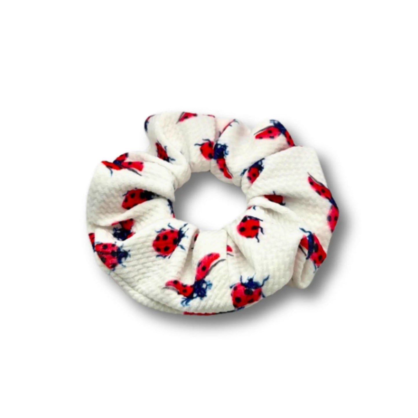 Mini White Ladybug Bullet Scrunchie