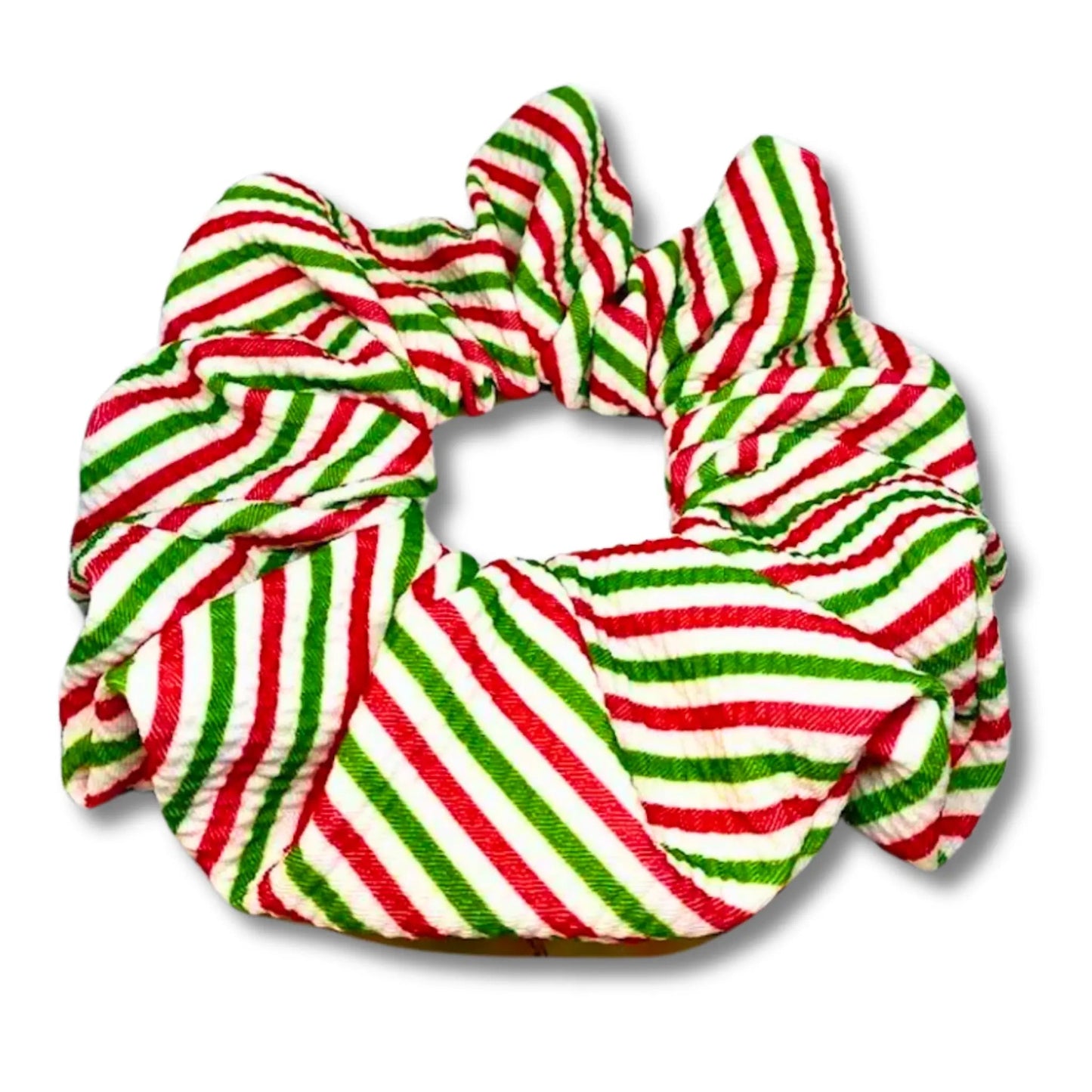 Striped Candy Cane Christmas Bullet Scrunchie