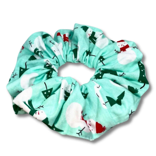 Snowman and Trees Christmas Scrunchie