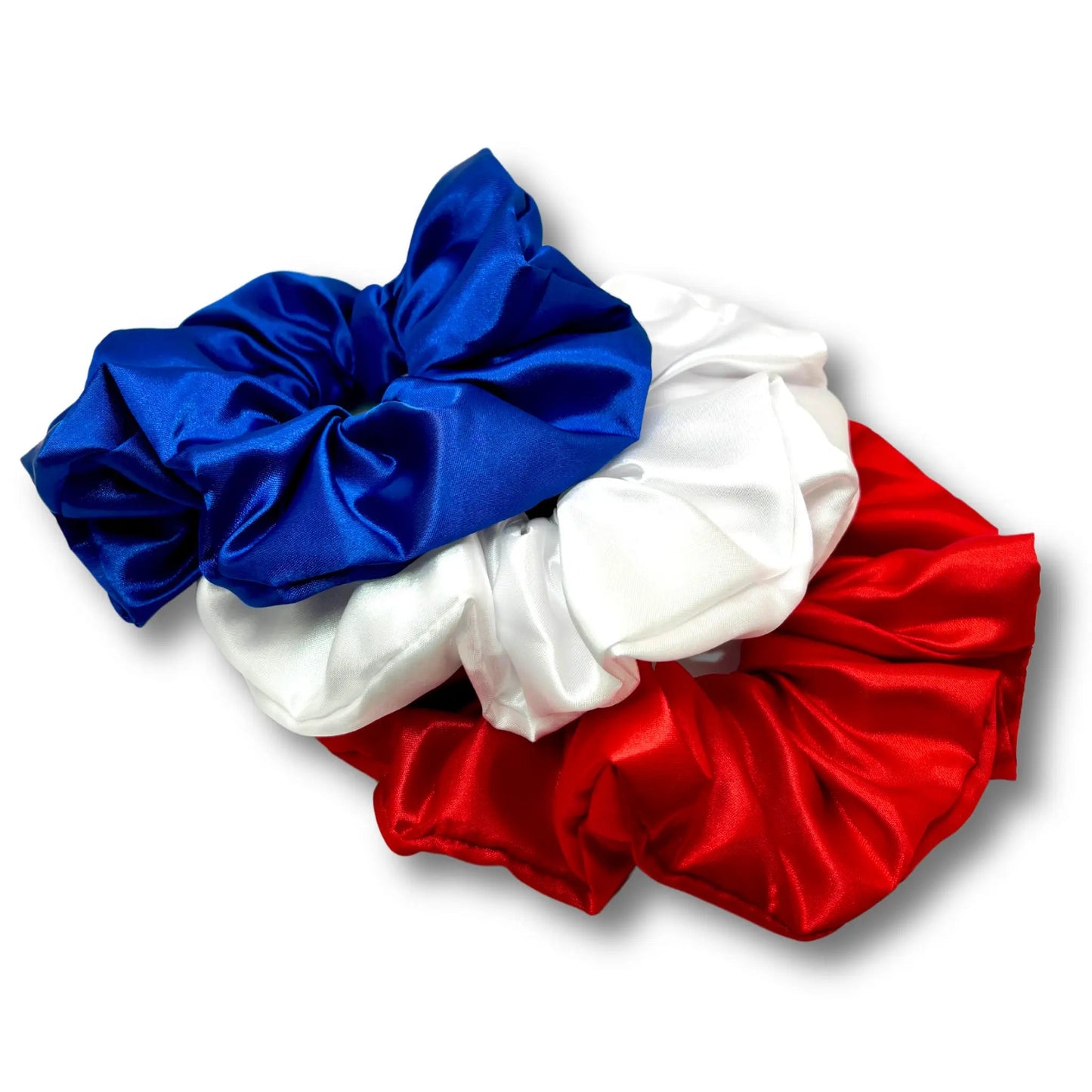 Silk Red, White, & Blue Scrunchie Trio