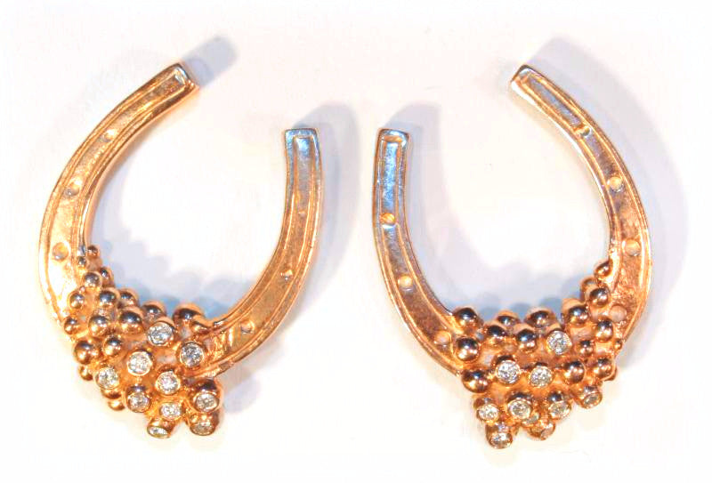 Equestrian "Lucky You" Horseshoe Earrings-18k Gold with Diamonds-4