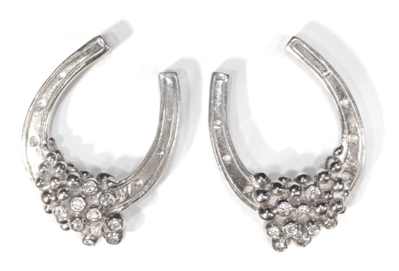 Equestrian "Lucky You" Horseshoe Earrings-18k Gold with Diamonds-2