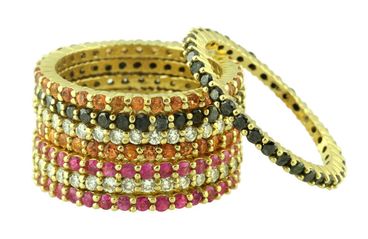 Stacking Rings-Eternity-Black or White Diamonds-18K-0