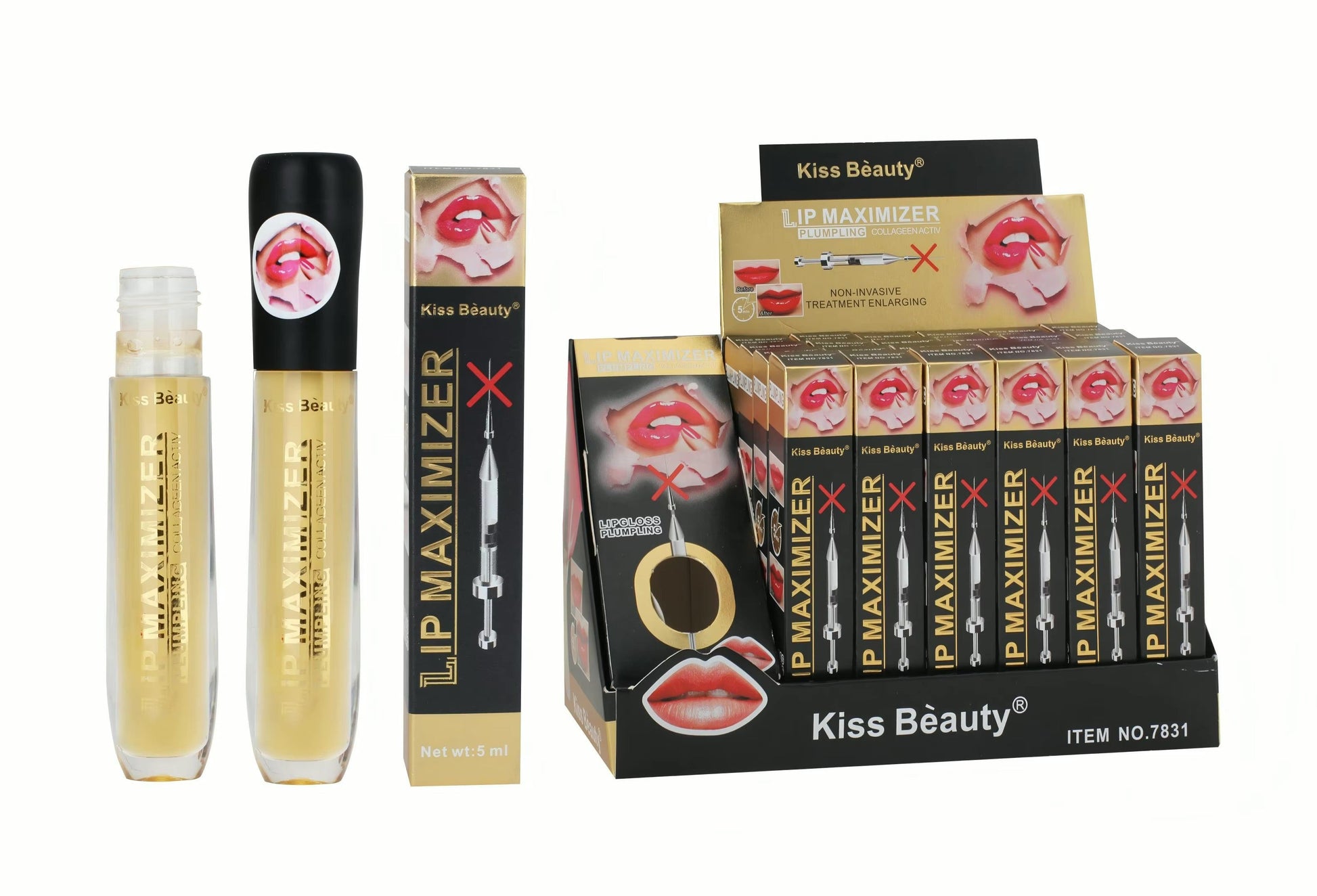 Lip maximizer product with packaging on a white background