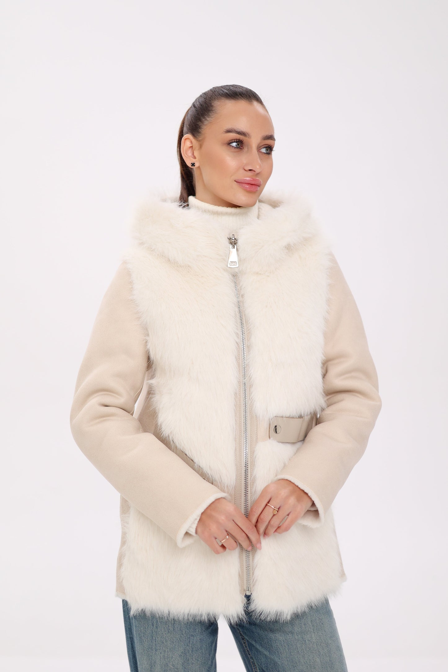 ⇆ Reversible Hooded Eco-Suede Jacket