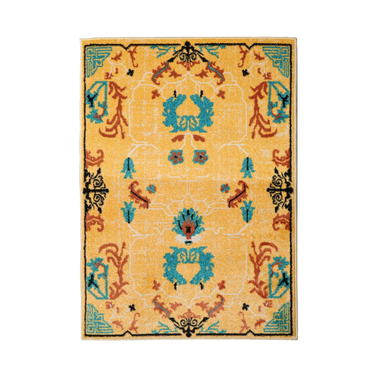 Multi Size Beige, Aqua Machine-Made Polypropylene Cavalier Design Traditional Persian Oriental Area Rug-0