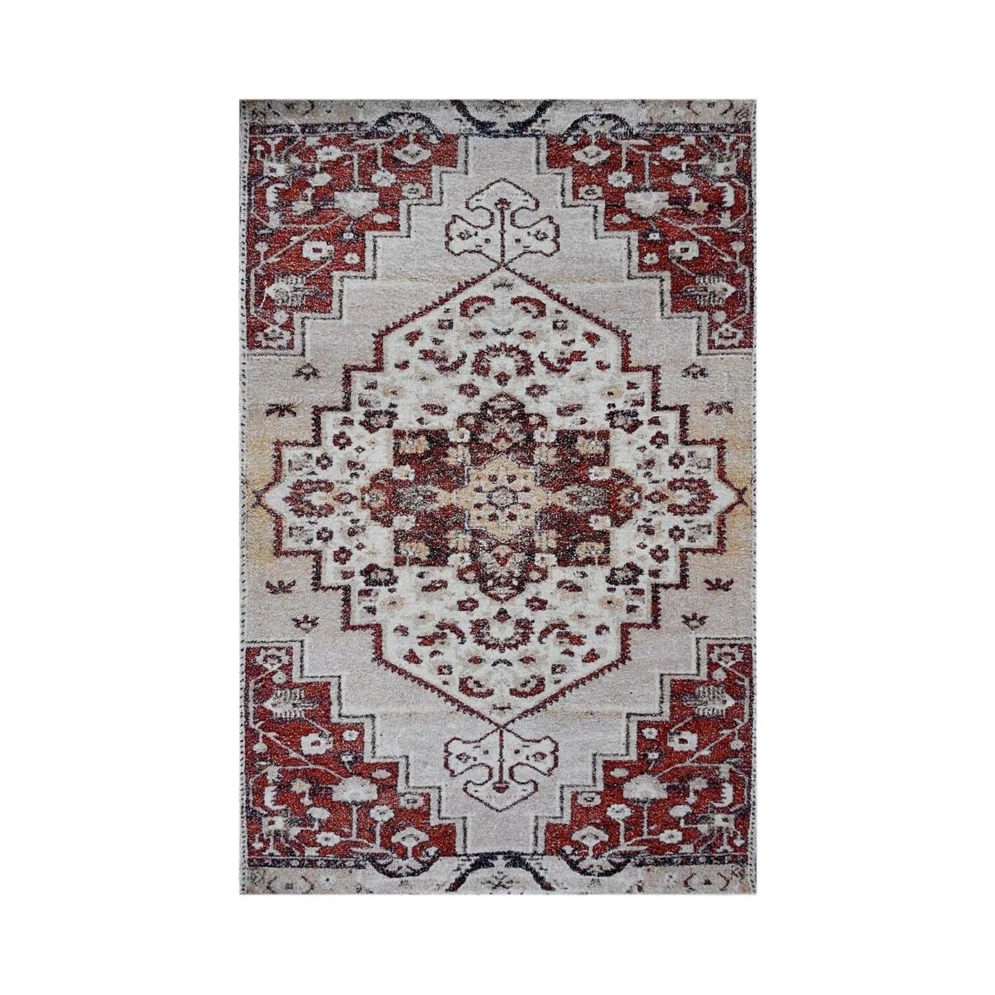 Multi Size Handmade Micro Printed Polyester Traditional Oriental Area Rug Beige, Taupe Color-1