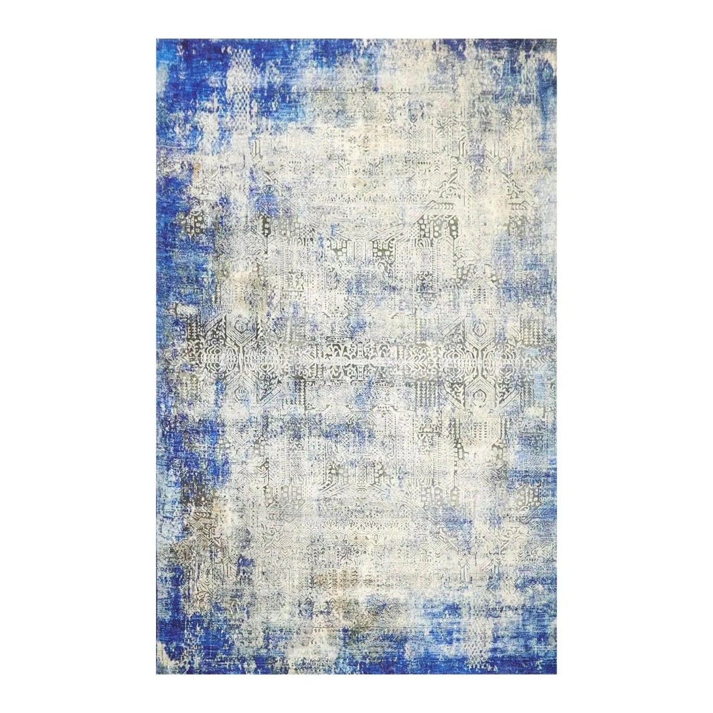 Multi Sizes Beige, Royal Blue Bastian Modern & Contemporary Velvety Soft Pile Oriental Area Rug-1