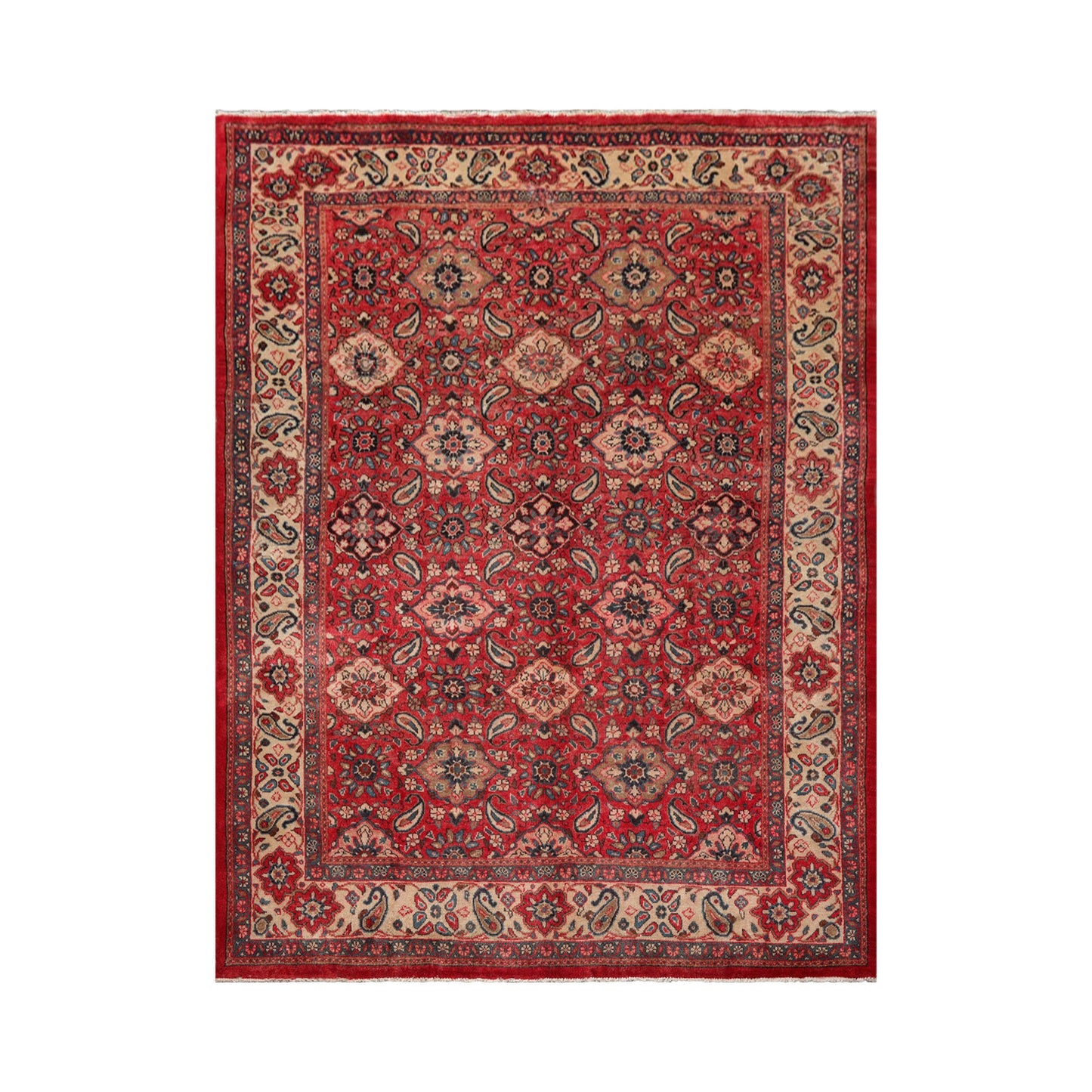 8'10" x 11'7" Hand Knotted 100% Wool Traditional Mahal Oriental Area Rug Red-1