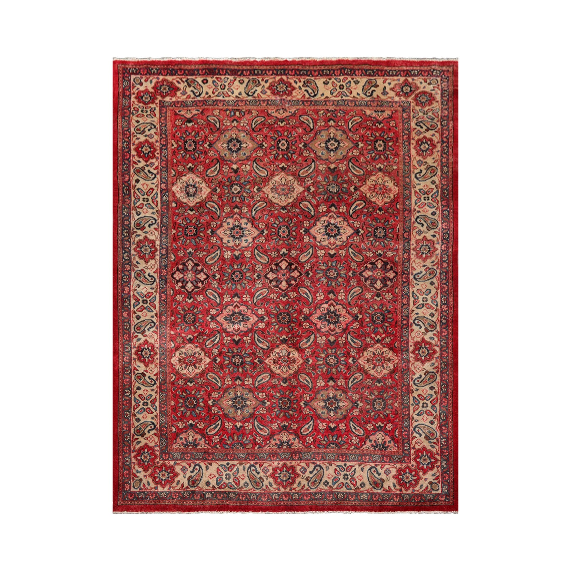 8'10" x 11'7" Hand Knotted 100% Wool Traditional Mahal Oriental Area Rug Red-1