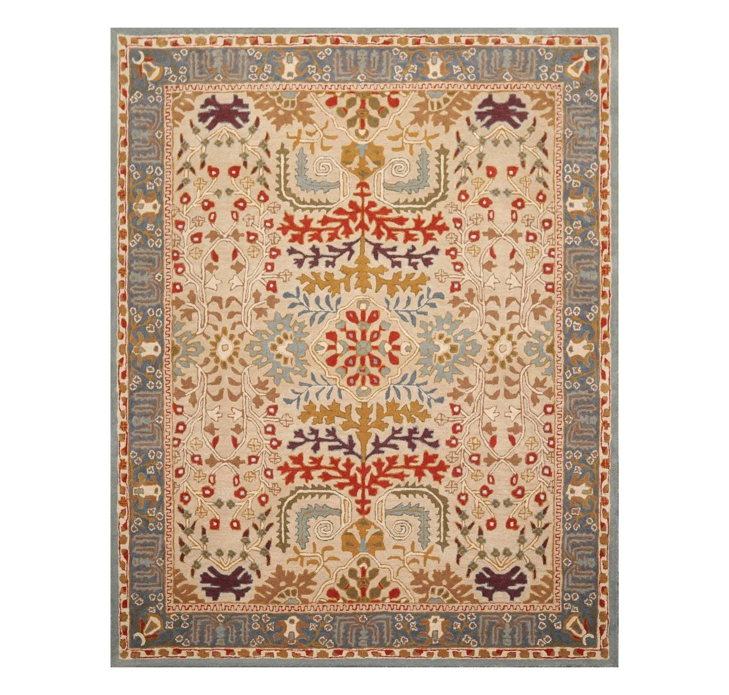 Multi Sizes Beige Handmade 100% Wool Arts & Craft Transitional Oriental Area Rug-4