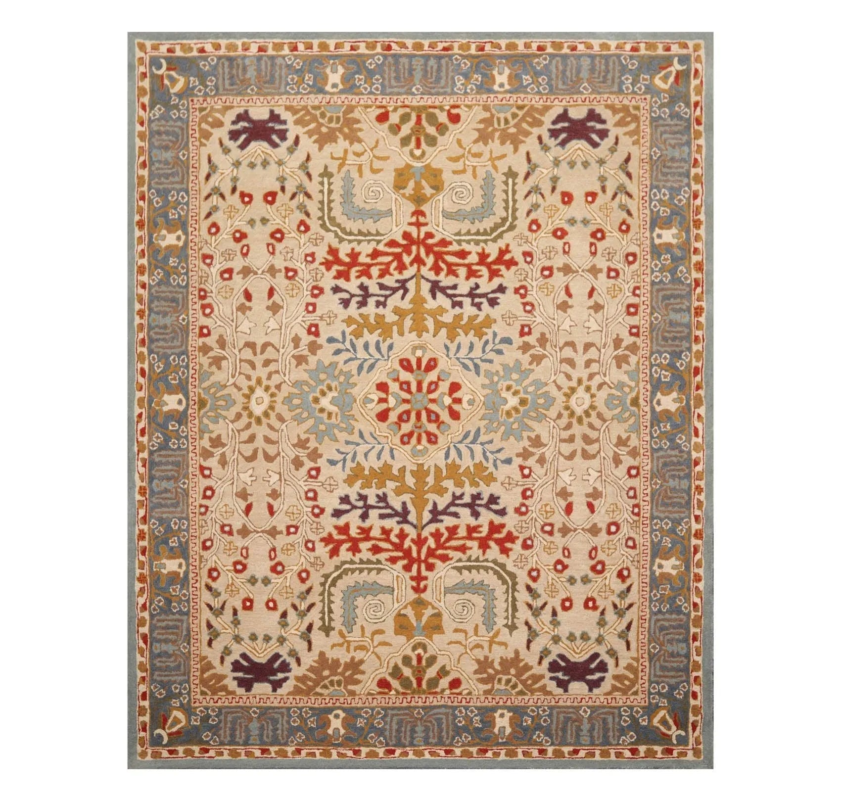 Multi Sizes Beige Handmade 100% Wool Arts & Craft Transitional Oriental Area Rug-4