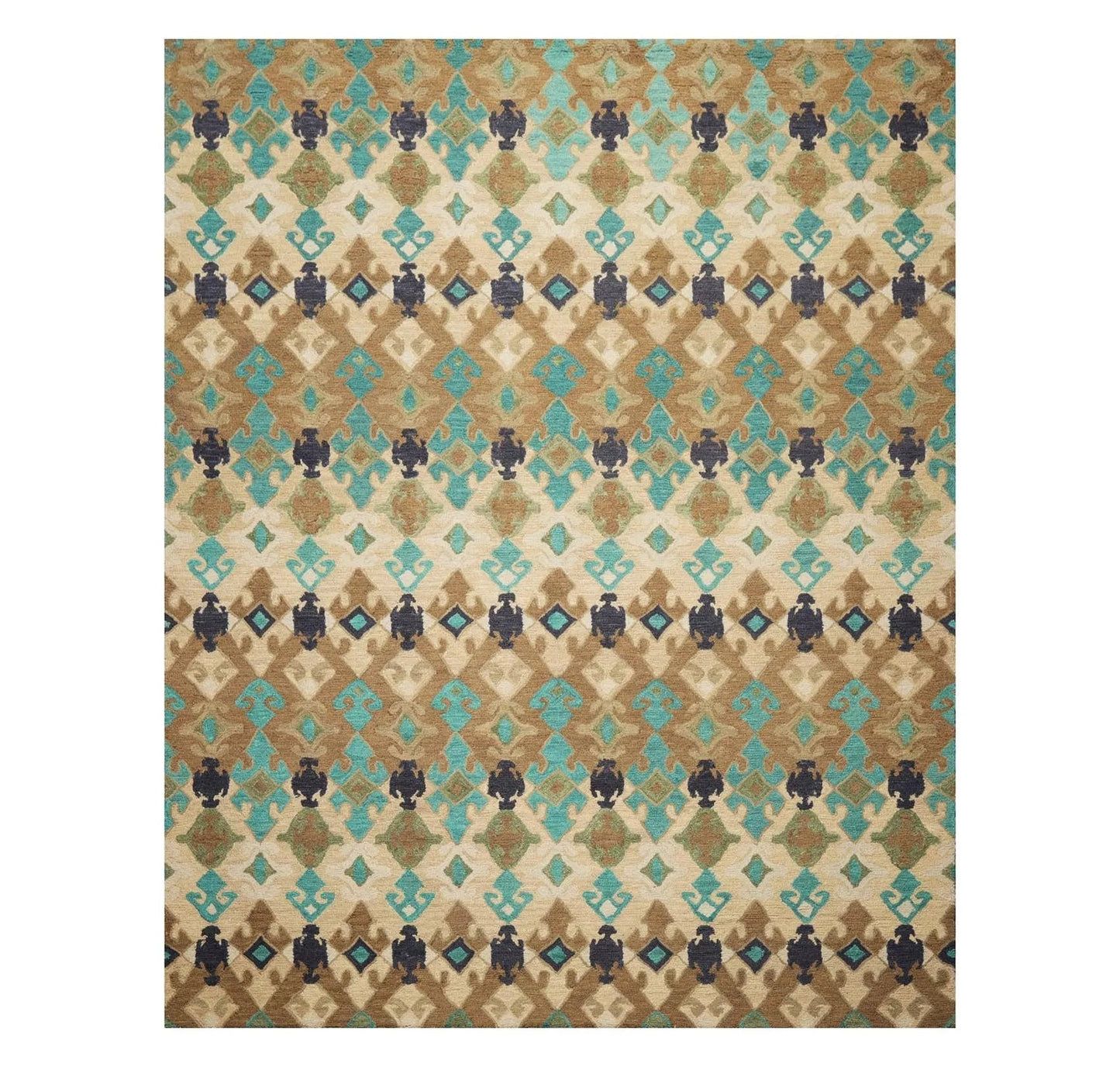 Multi Sizes Handmade 100% Wool Modern Loop & Cut Pile Area Rug Beige-1