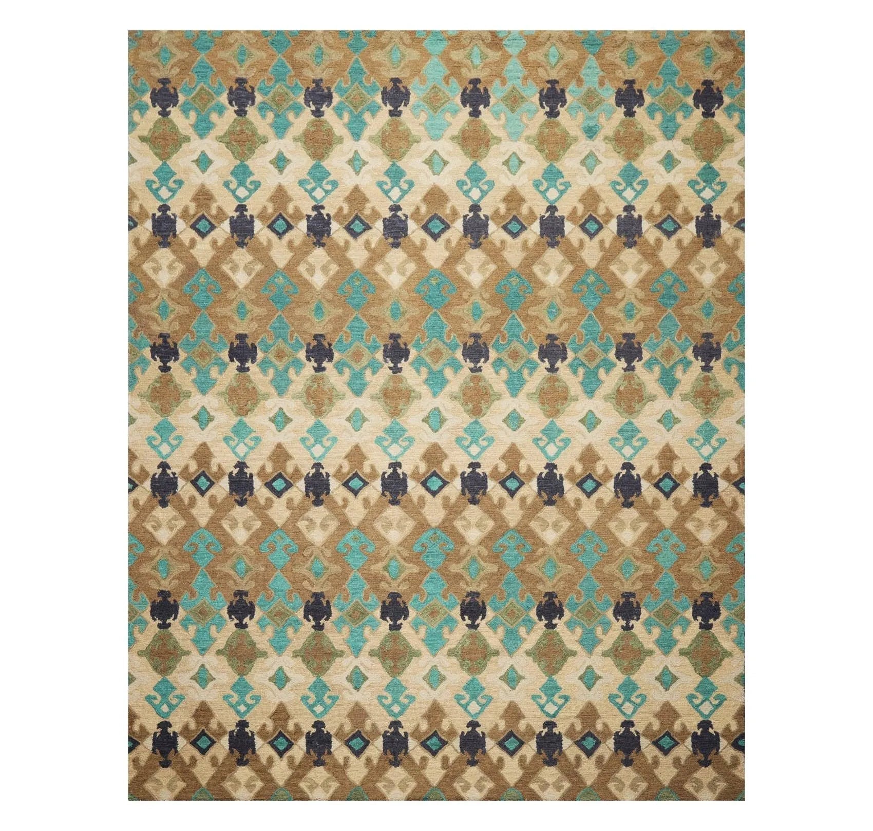 Multi Sizes Handmade 100% Wool Modern Loop & Cut Pile Area Rug Beige-1