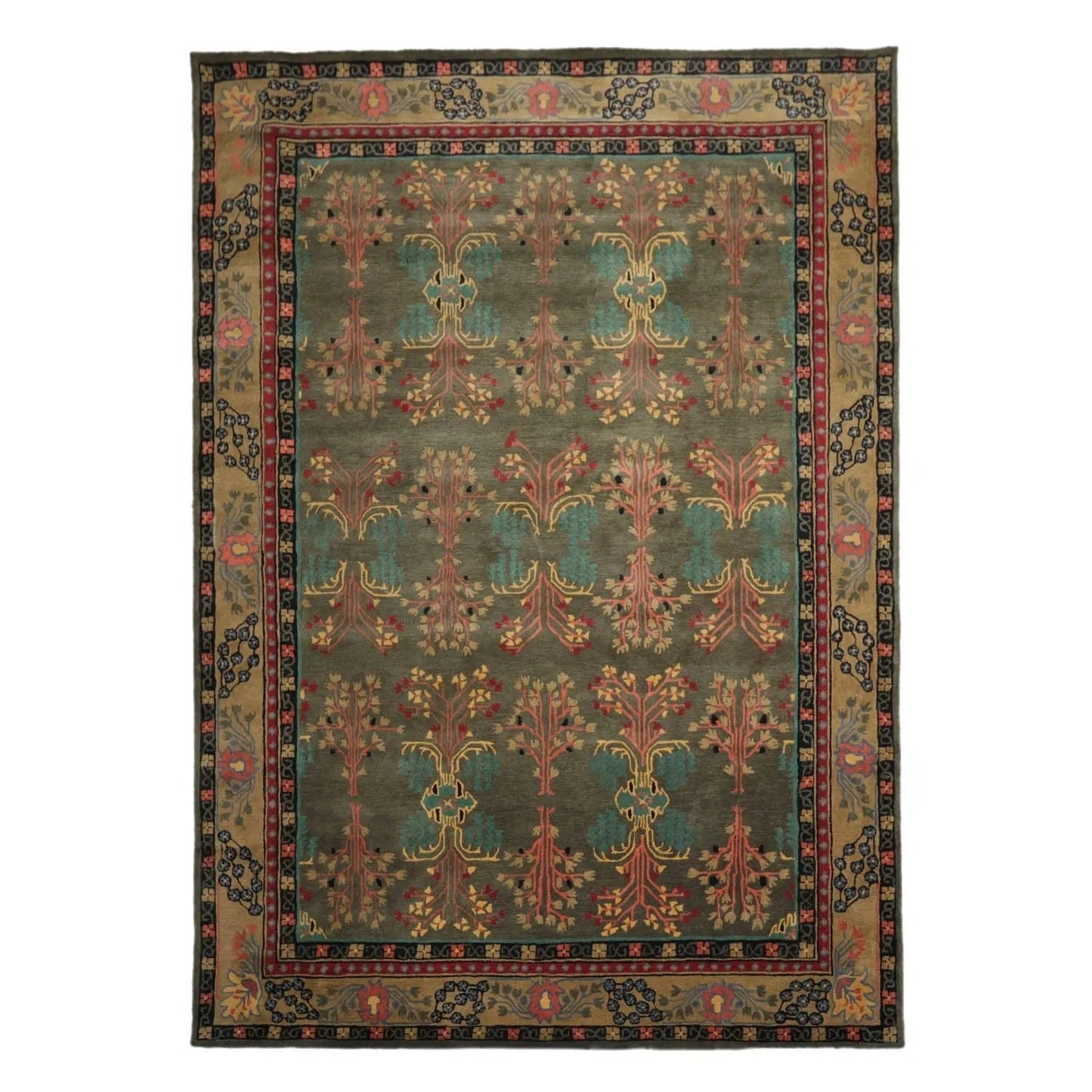 Multi Sizes Donegal Arts & Crafts Handmade 100% Wool Oriental Area Rug Gray/Green Color-3