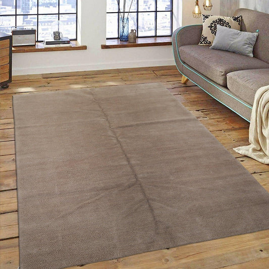 Lapchi 6’ x 8'10" Hand Knotted Modern Pindrop Wool & Silk Tibetan Area Rug Taupe-0