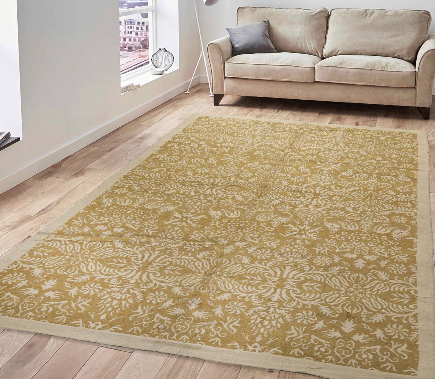 5’11” x 8’10" Lapchi Hand Knotted Wool & Silk Loop Pile Fandago Tibetan Area Rug-0