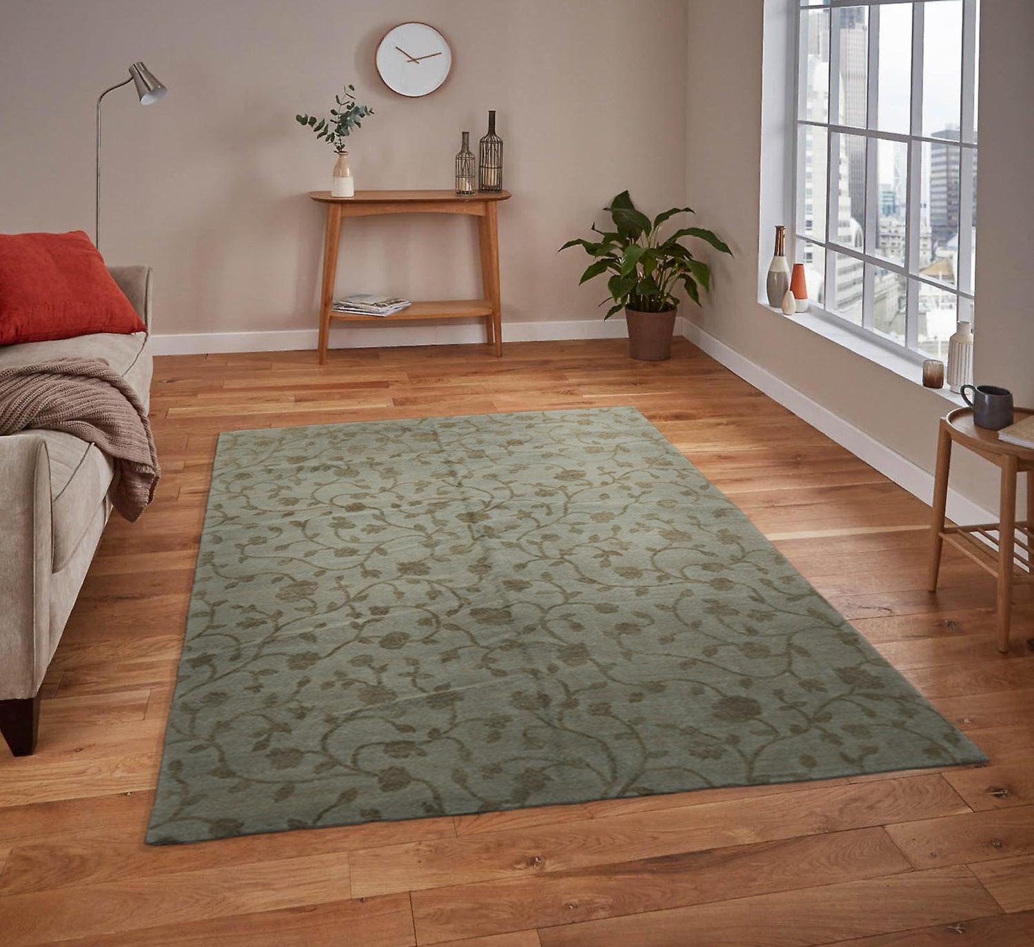6’ x 9’2" Lapchi Hand Knotted 100% Wool Dropstitch Tibetan Area Rug Gray, Green-0
