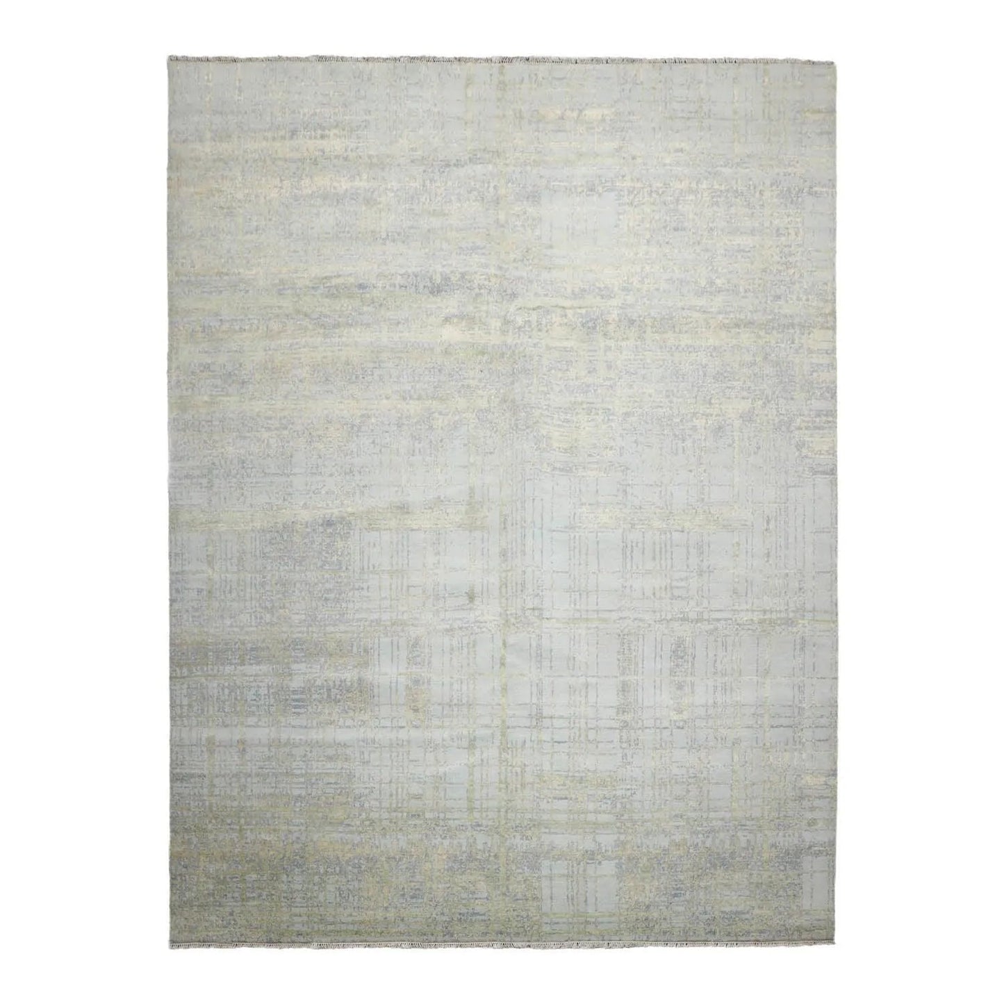 Multi Sizes Tibetan Wool and Silk Oriental Area Rug Light Blue, Green Color-1