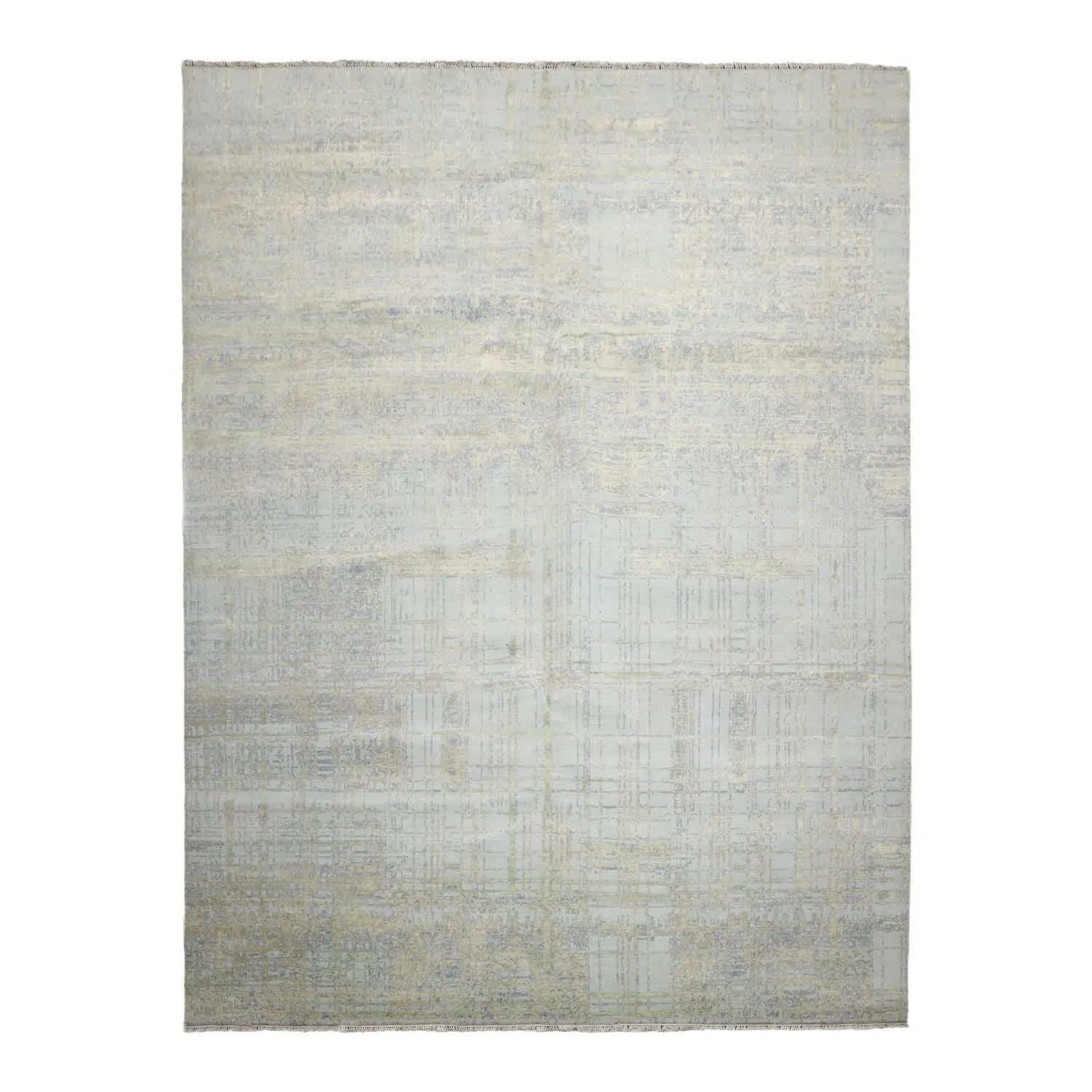 Multi Sizes Tibetan Wool and Silk Oriental Area Rug Light Blue, Green Color-1