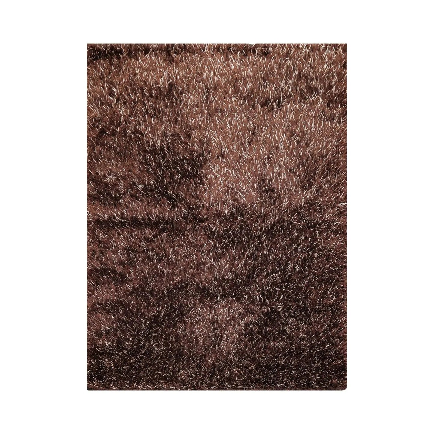 Multi Size Chocolate, White Hand Made Shag Polyester Modern Oriental Area Rug-1