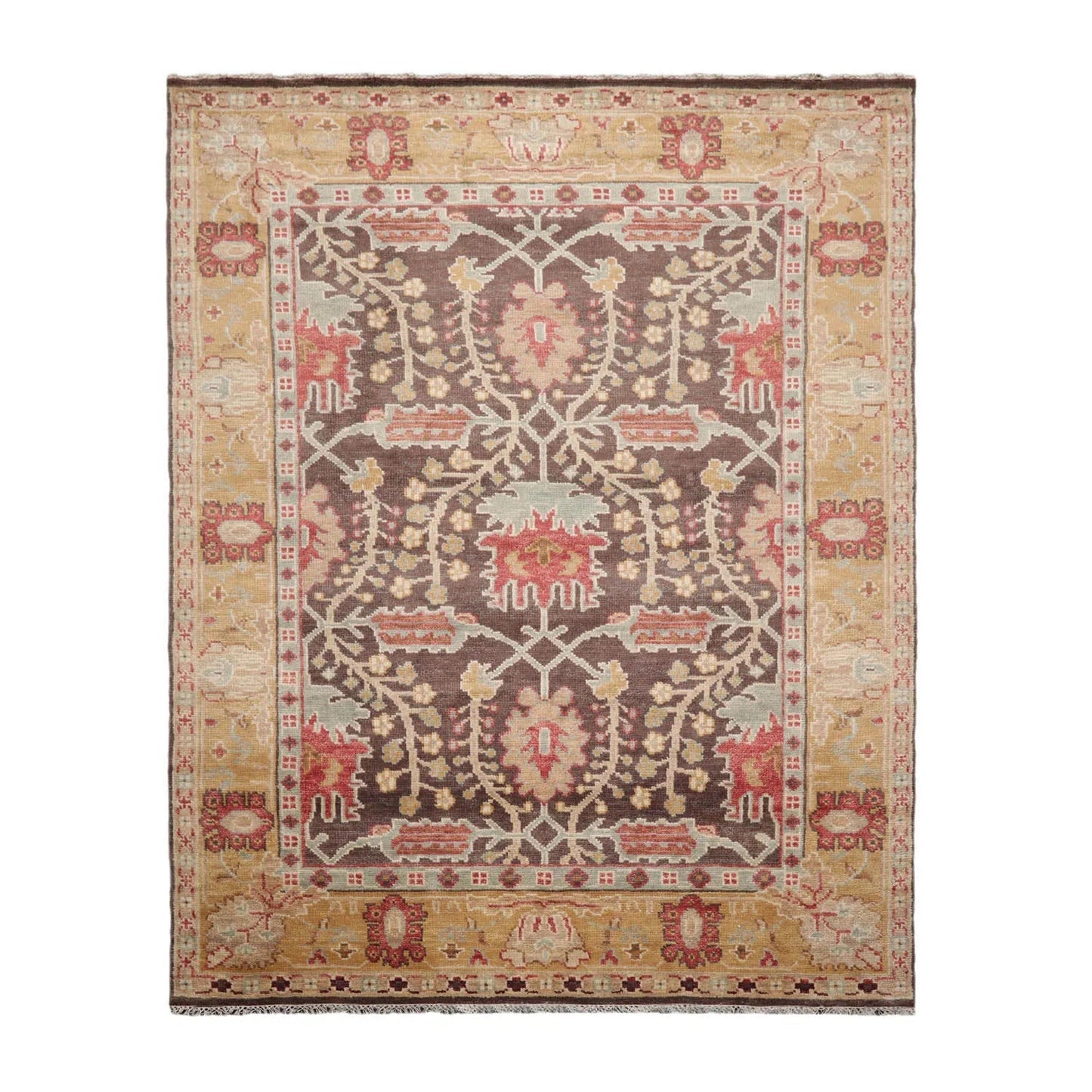 Multi Sizes Hand Knotted LoomBloom Muted Turkish Oushak 100% Wool Traditional  Oriental Area Rug Brown,Mustard Color-1
