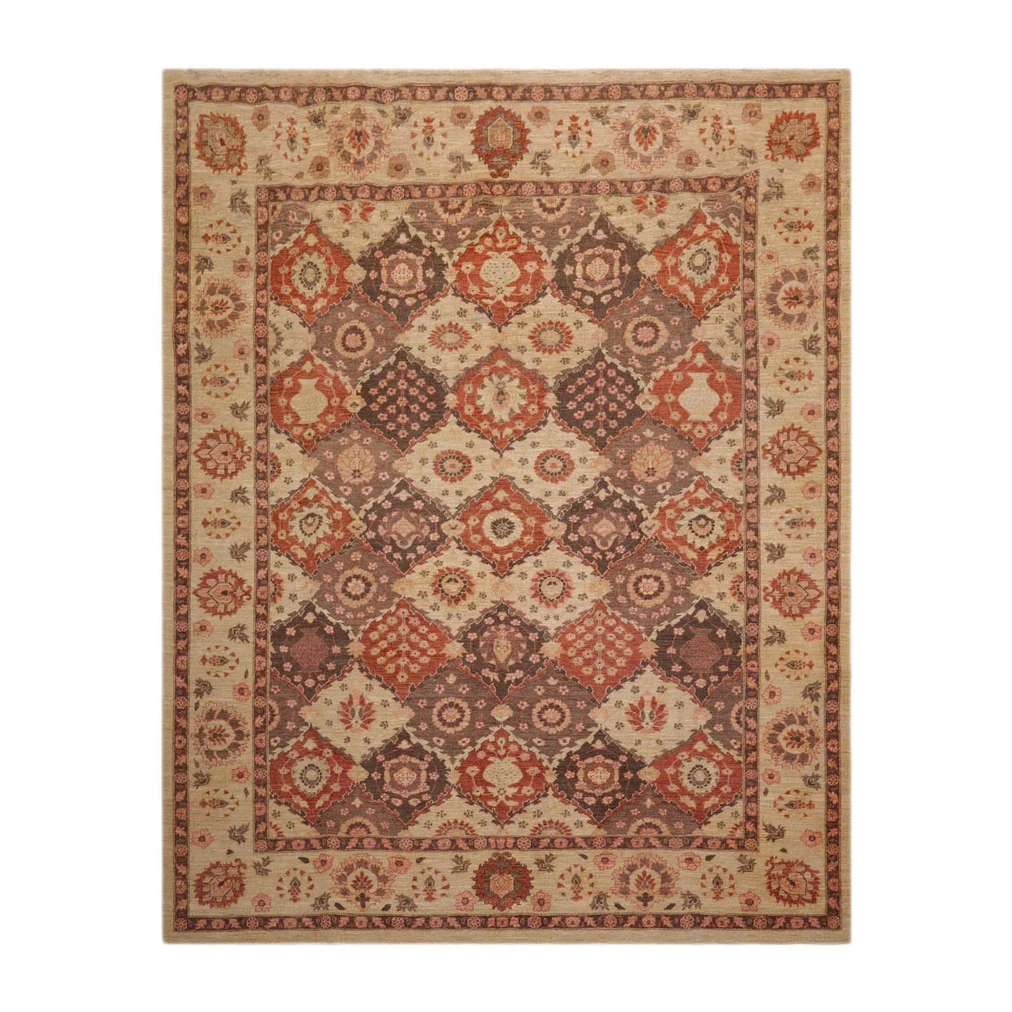 8' 1''x10' 2'' Hand Knotted 100% Wool Peshawar Traditional Oriental Area Rug Tan, Brown Color-1